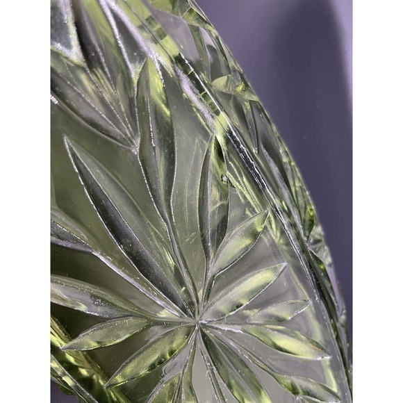 Vintage Cut Glass HAZEL ATLAS Prescut Green Celery Relish Avocado Dish 1960s - Picture 5 of 7